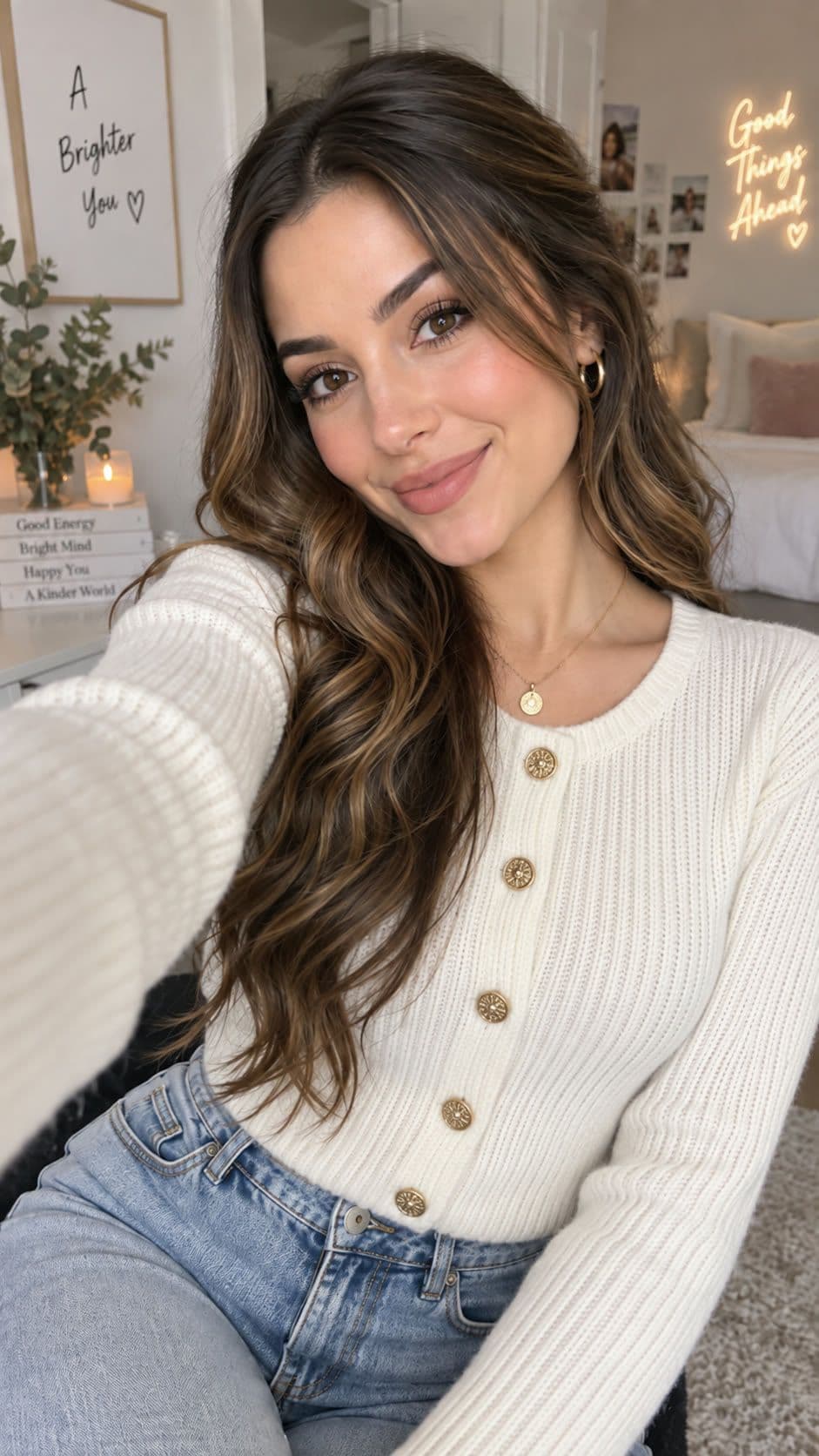Mia Schroller, UGC-Creatorin, macht ein Selfie